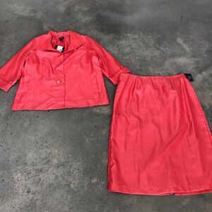 Russell Kemp Coral Sweet Embrace Skirt Blazer Set (A1) XL / 1X Suit Salmon Pink